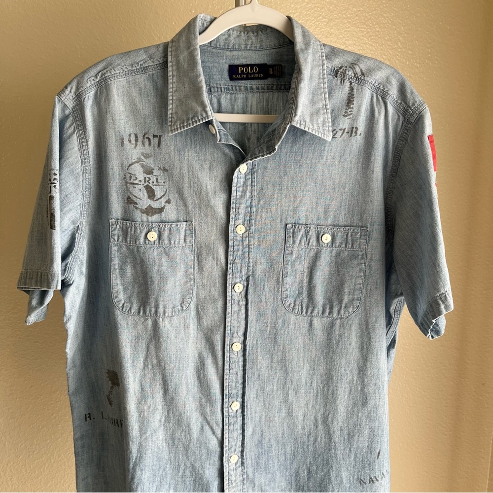 Polo Ralph Lauren Nautical Marine Chambray Work Shirt Size XL - Picture 3 of 15